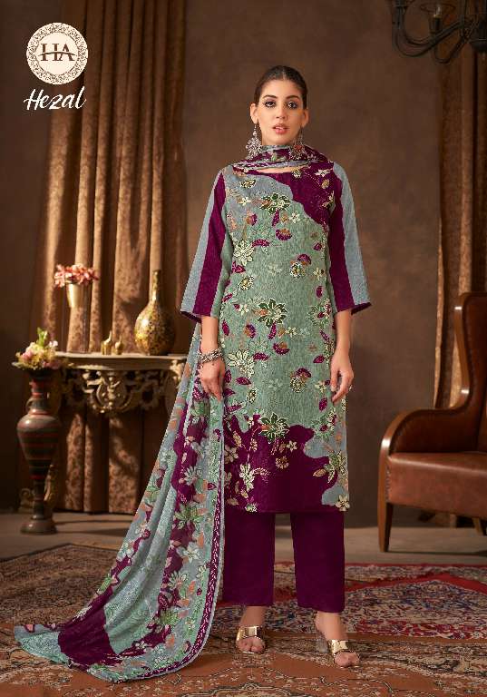 HARSHIT FASHION HEZAL WHOLESALE PURE VISCOSE RAYON PRINT WITH ELEGANT HAND WORK CASUAL SUITS