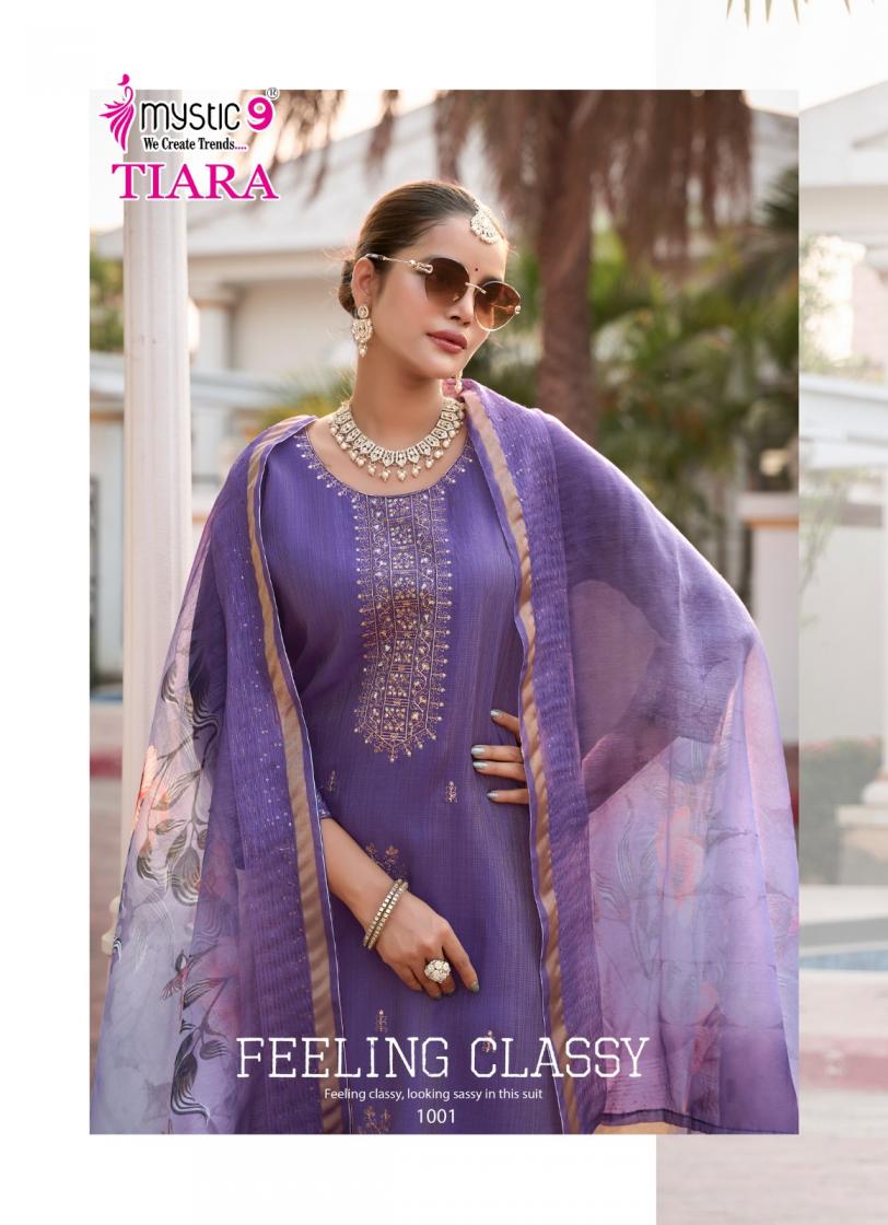 TIARA VOL 1 BY MYSTIC 9 PREMIUM QUALITY VERTICAN SHIMMER STRAIGHT CUT KURTI BOTTOM DUPATTA