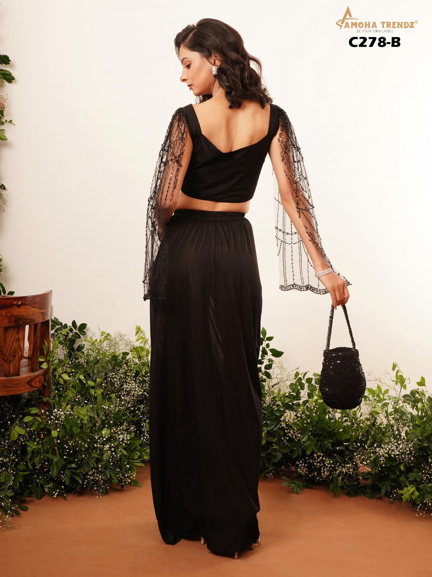 C278 BY AMOHA TRENDZ LYCRA FULLY STITCHED CROP TOP WITH PLAZO STYLE WESTERN WEAR