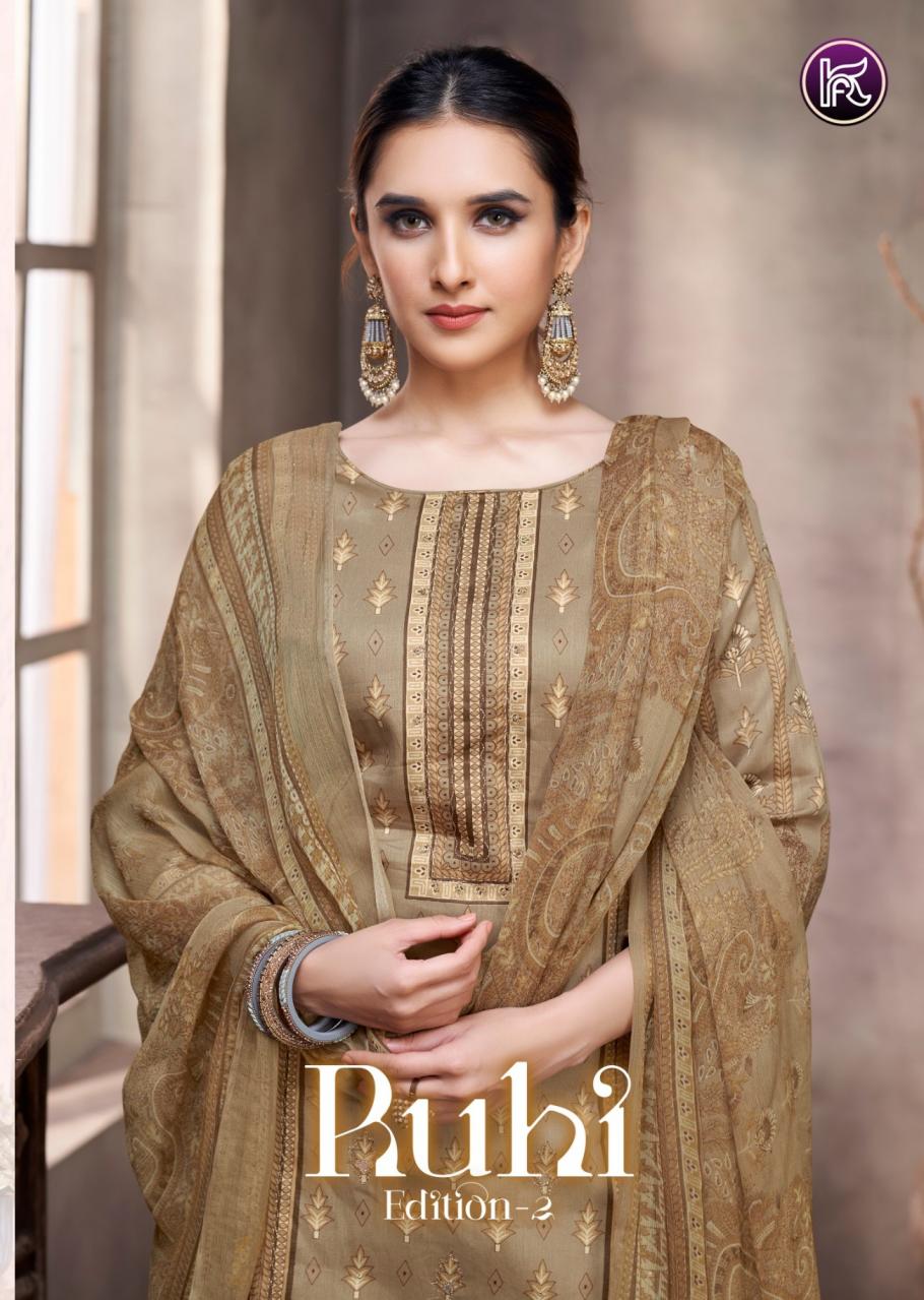 KALA FASHION RUHI VOL 2 JAM COTTON PAKISTANI PRINT WITH MIRROR OR HAND WORK FANCY DESIGN DRESS
