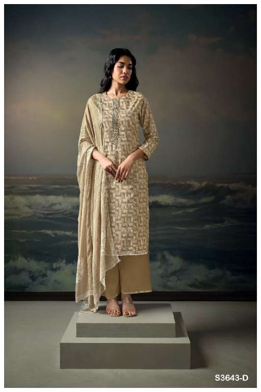 GANGA LEGETO S3643 WHOLESALE PREMIUM COTTON PRINTED WITH EMBROIDERY PARTY WEAR SUITS
