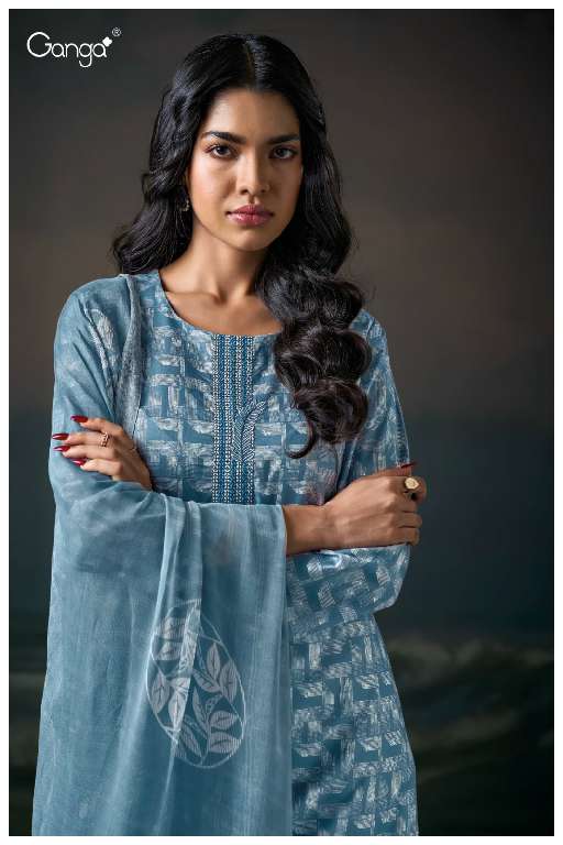 GANGA LEGETO S3643 WHOLESALE PREMIUM COTTON PRINTED WITH EMBROIDERY PARTY WEAR SUITS