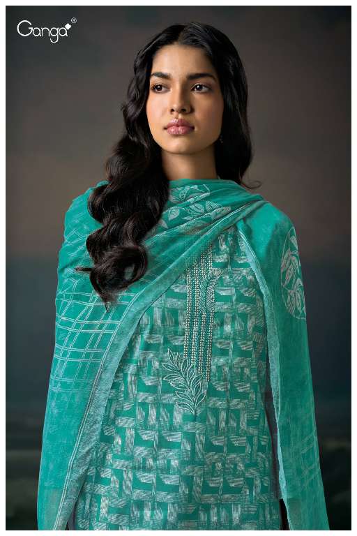GANGA LEGETO S3643 WHOLESALE PREMIUM COTTON PRINTED WITH EMBROIDERY PARTY WEAR SUITS