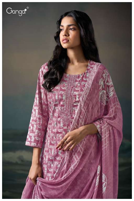 GANGA LEGETO S3643 WHOLESALE PREMIUM COTTON PRINTED WITH EMBROIDERY PARTY WEAR SUITS