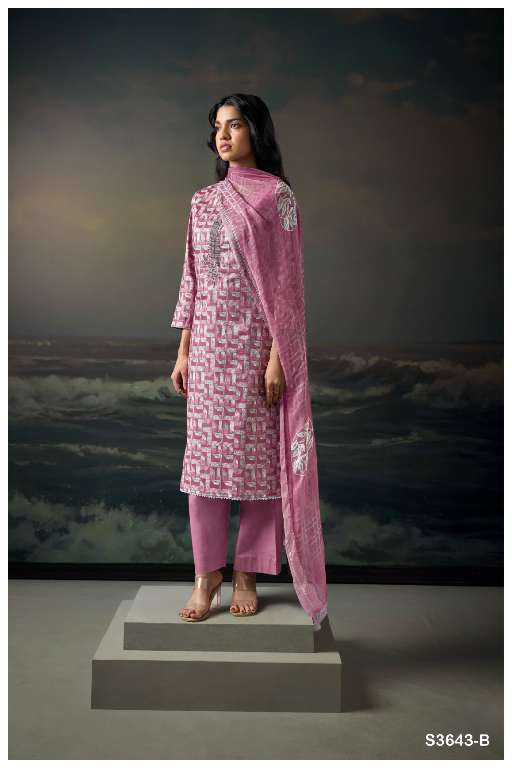 GANGA LEGETO S3643 WHOLESALE PREMIUM COTTON PRINTED WITH EMBROIDERY PARTY WEAR SUITS