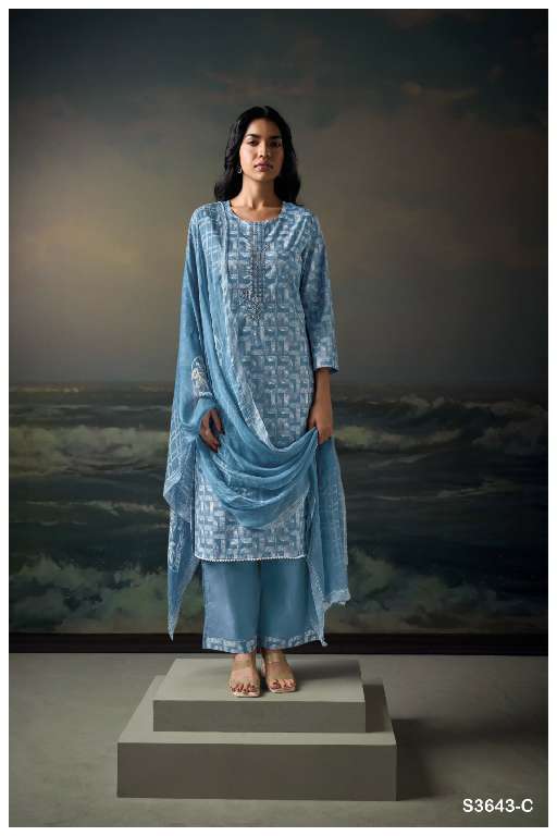 GANGA LEGETO S3643 WHOLESALE PREMIUM COTTON PRINTED WITH EMBROIDERY PARTY WEAR SUITS