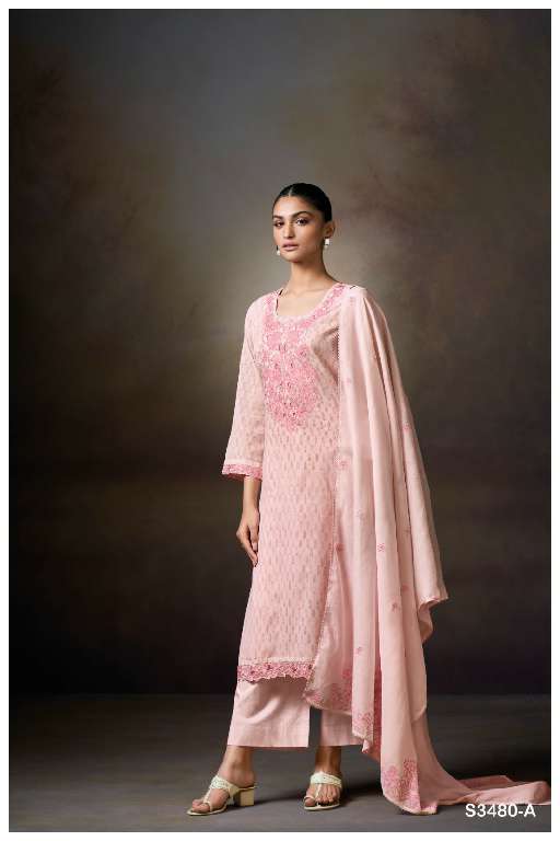 GANGA PRINCY S3480 WHOLESALE PREMIUM PURE MAL PRINTED WITH HAND WORK BEAUTIFUL 3PCS SALWAR SUITS