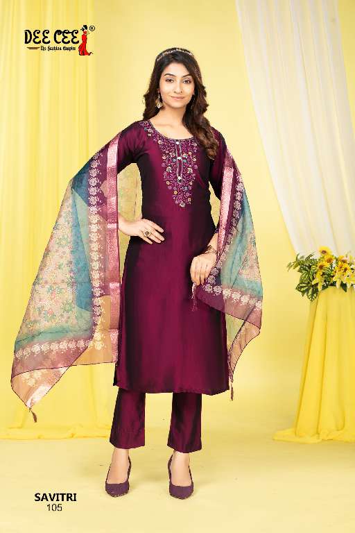 DEE CEE LAUNCH SAVITRI WHOLESALE RICH COMBINATION STRAIGHT LONG KURTI WITH PANT AND DUPATTA