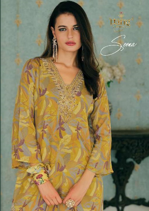 RANG FASHION SEENA WHOLESALE PURE MUSLIN DIGITAL PRINT WITH NECK EMBROIDERY FASHIONABLE CORD SET