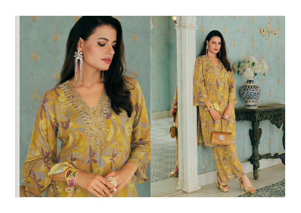 RANG FASHION SEENA WHOLESALE PURE MUSLIN DIGITAL PRINT WITH NECK EMBROIDERY FASHIONABLE CORD SET