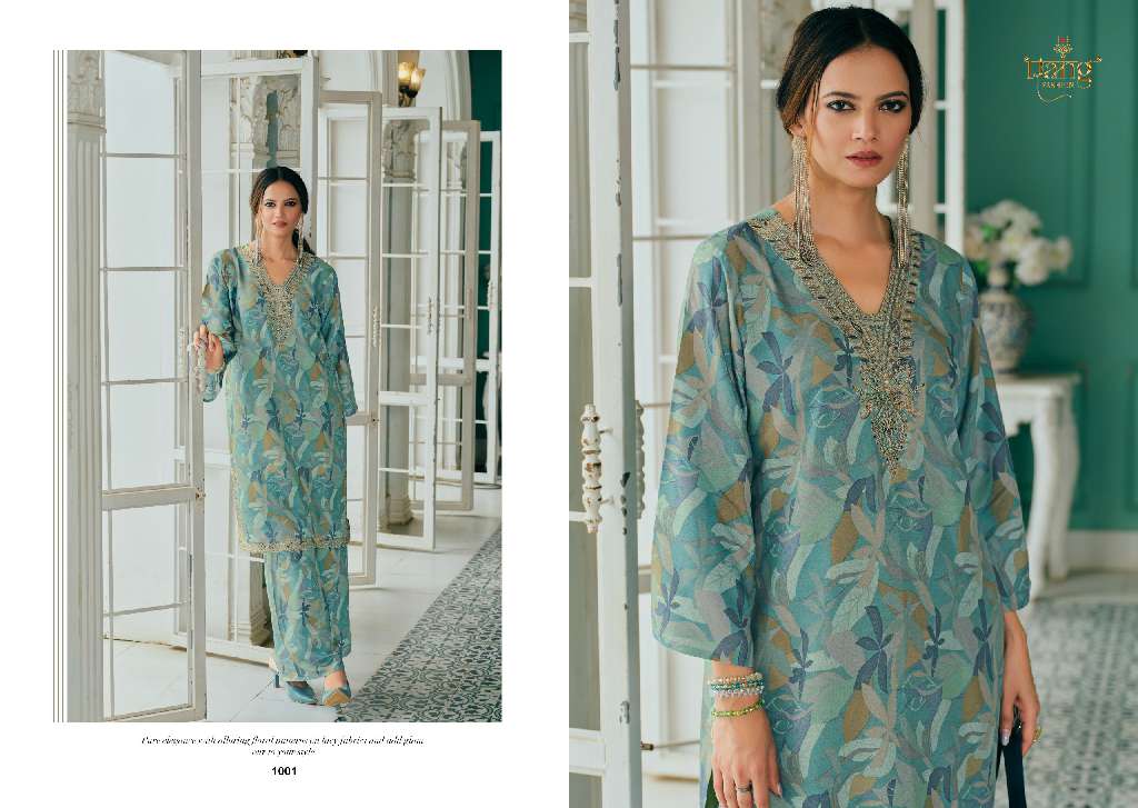 RANG FASHION SEENA WHOLESALE PURE MUSLIN DIGITAL PRINT WITH NECK EMBROIDERY FASHIONABLE CORD SET