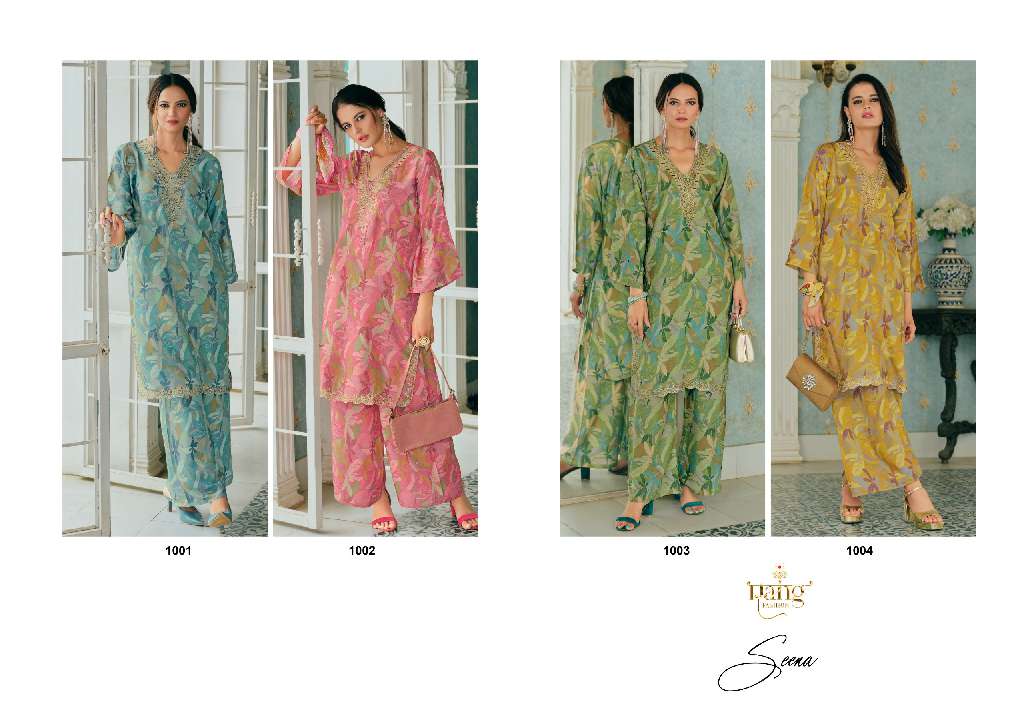 RANG FASHION SEENA WHOLESALE PURE MUSLIN DIGITAL PRINT WITH NECK EMBROIDERY FASHIONABLE CORD SET