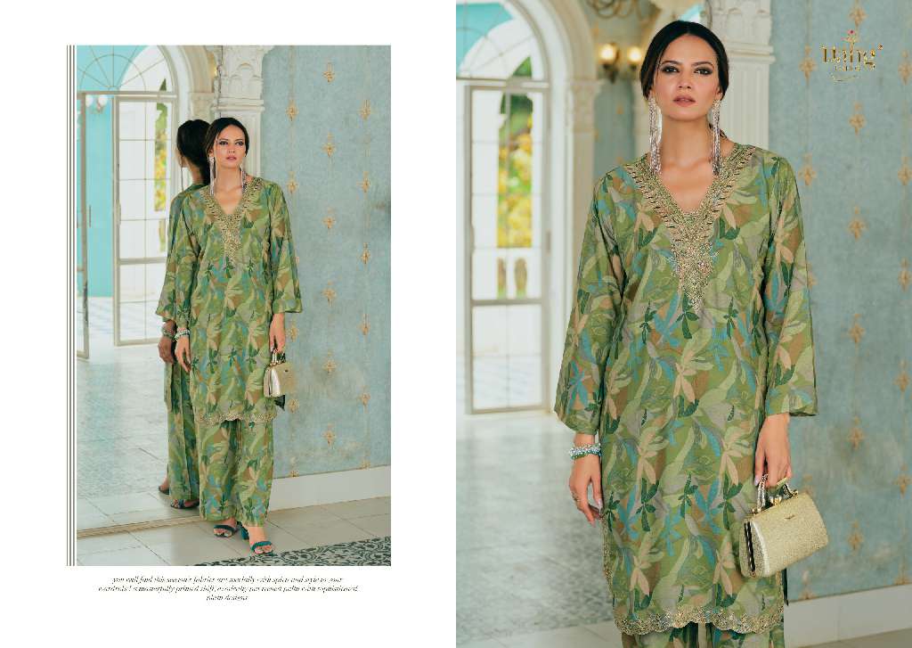 RANG FASHION SEENA WHOLESALE PURE MUSLIN DIGITAL PRINT WITH NECK EMBROIDERY FASHIONABLE CORD SET