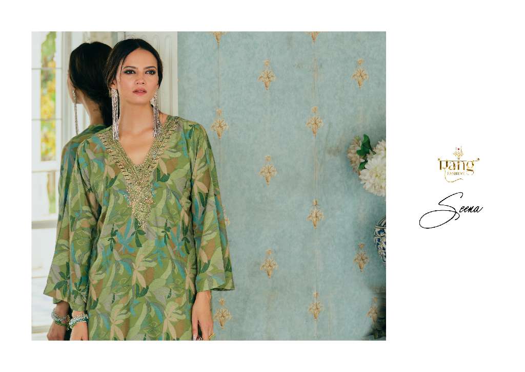 RANG FASHION SEENA WHOLESALE PURE MUSLIN DIGITAL PRINT WITH NECK EMBROIDERY FASHIONABLE CORD SET