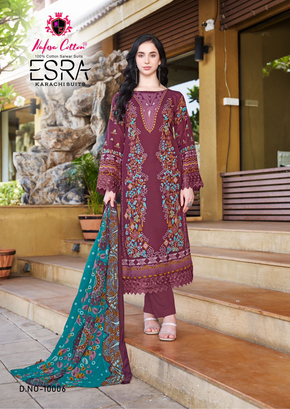 NAFISA COTTON ESRA KARACHI SUITS VOL 10 PAKISTANI CASUAL WEAR UNSTITCH SALAWAR KAMEEZ