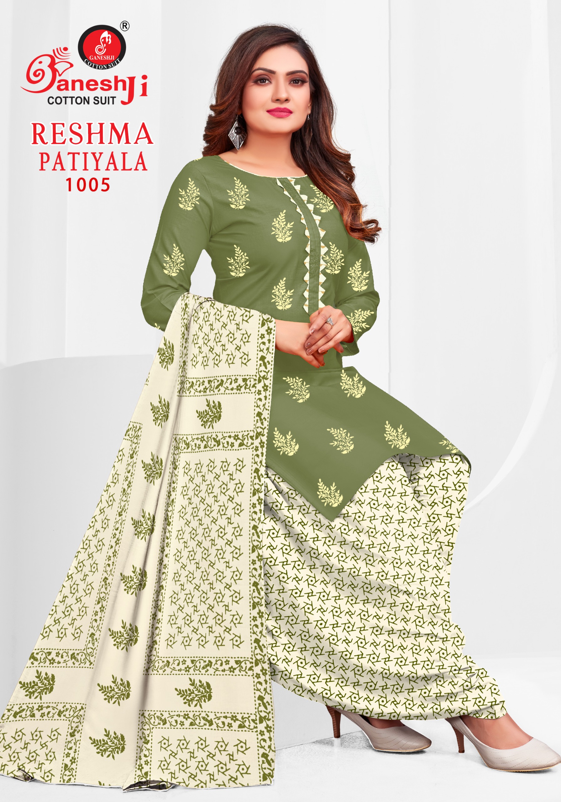 GANESHJI RESHMA PATIYALA VOL-1 WHOLESALE HEAVY SOFT COTTON PRINTED DRESS
