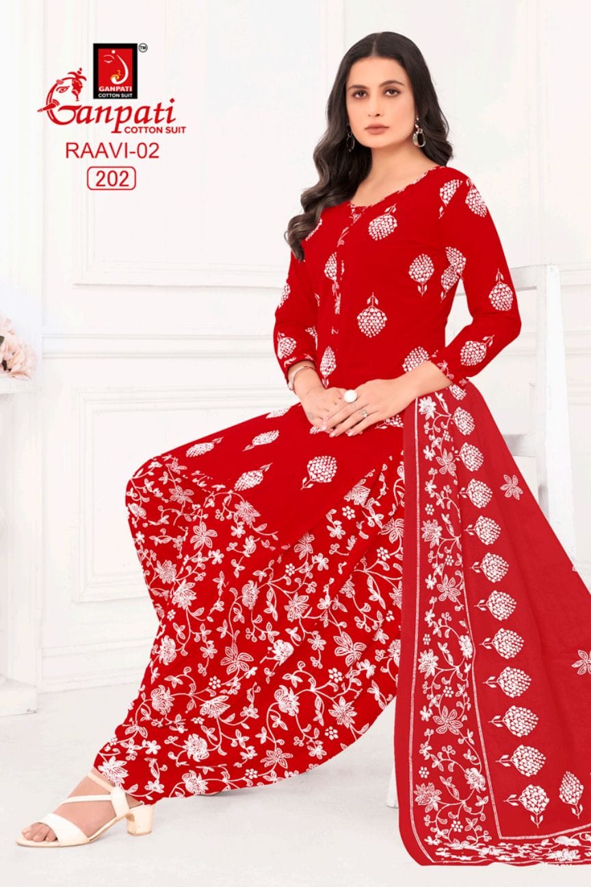 GANPATI RAAVI VOL-1 WHOLESALE HEAVY COTTON PRINTED PATIYALA STYPE SUITS