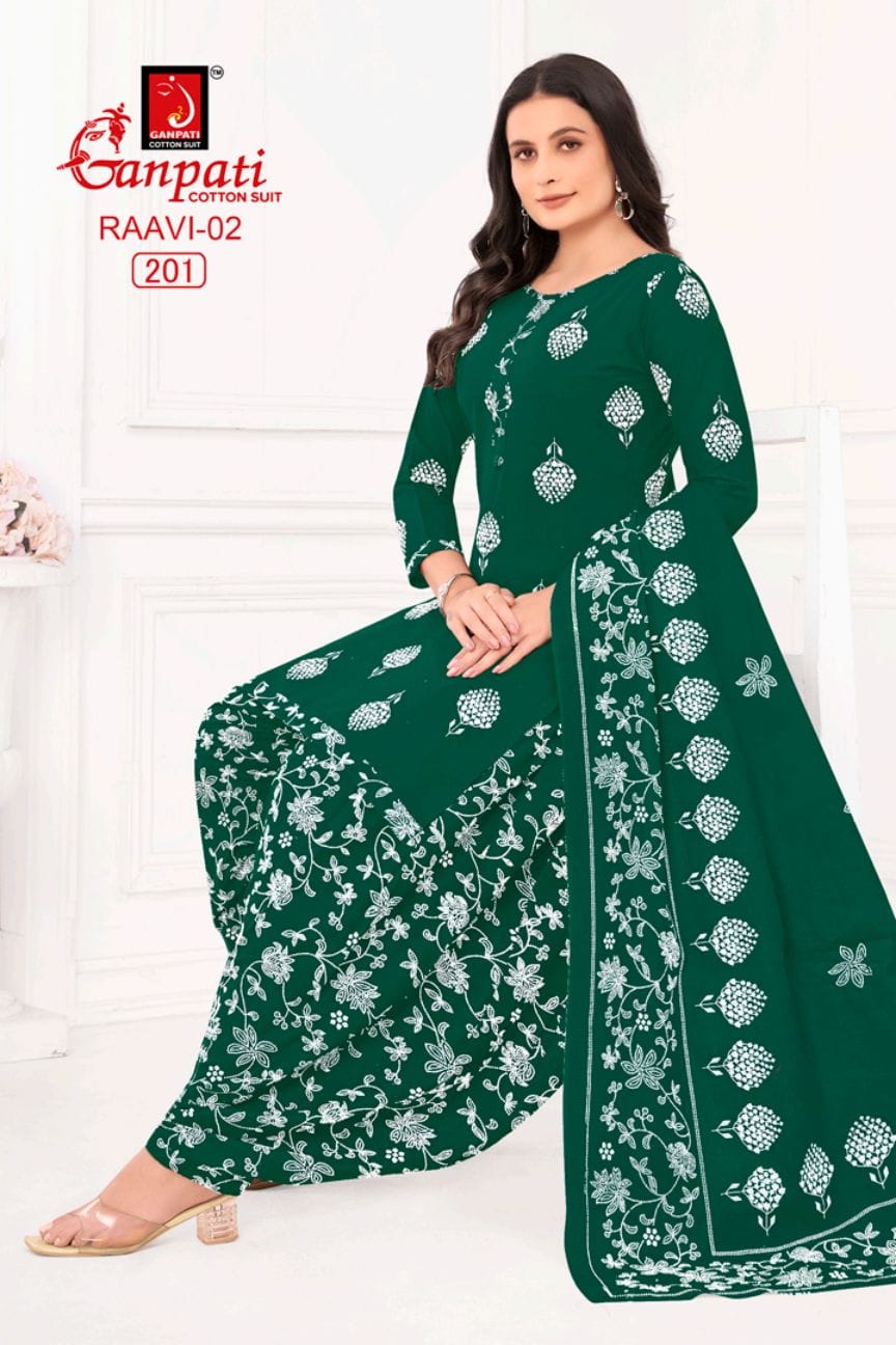 GANPATI RAAVI VOL-1 WHOLESALE HEAVY COTTON PRINTED PATIYALA STYPE SUITS