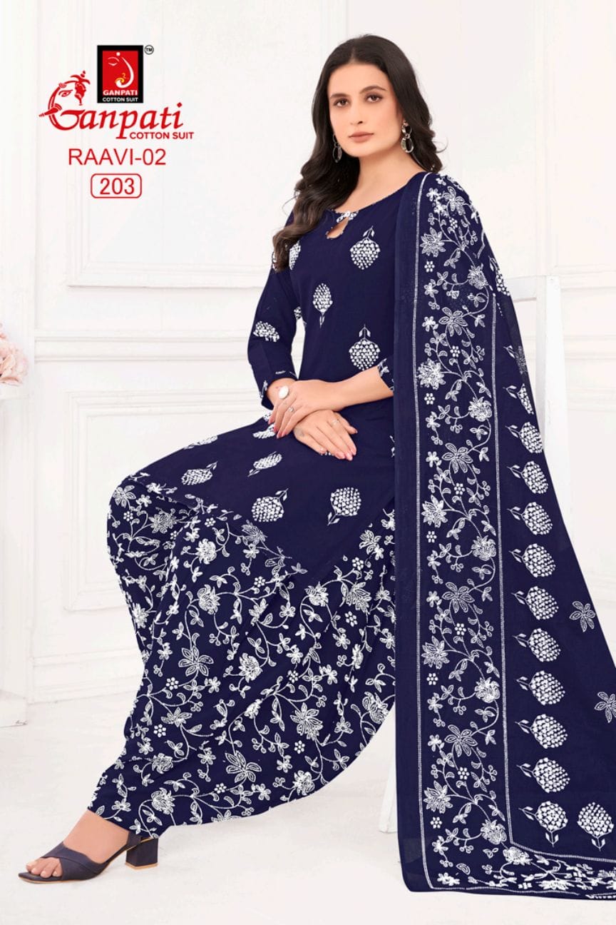 GANPATI RAAVI VOL-1 WHOLESALE HEAVY COTTON PRINTED PATIYALA STYPE SUITS