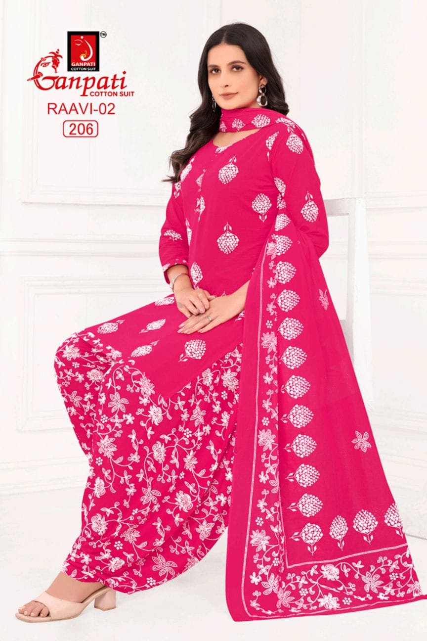 GANPATI RAAVI VOL-1 WHOLESALE HEAVY COTTON PRINTED PATIYALA STYPE SUITS