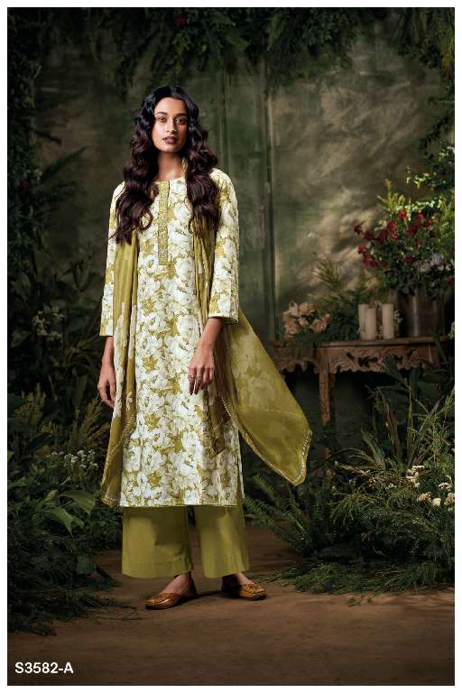 GANGA EMERA S3582 WHOLESALE PREMIUM COTTON PRINTED WITH EMBROIDERY WOK CLASSY SALWAR SUITS