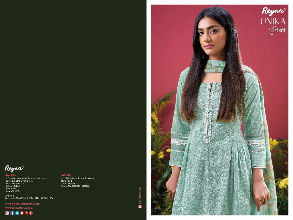 REYNA LAUNCH UNIKA WHOLESALE SUPERIOR COTTON LAWN BLOCK PRINT WITH LACES TRENDY SUITS