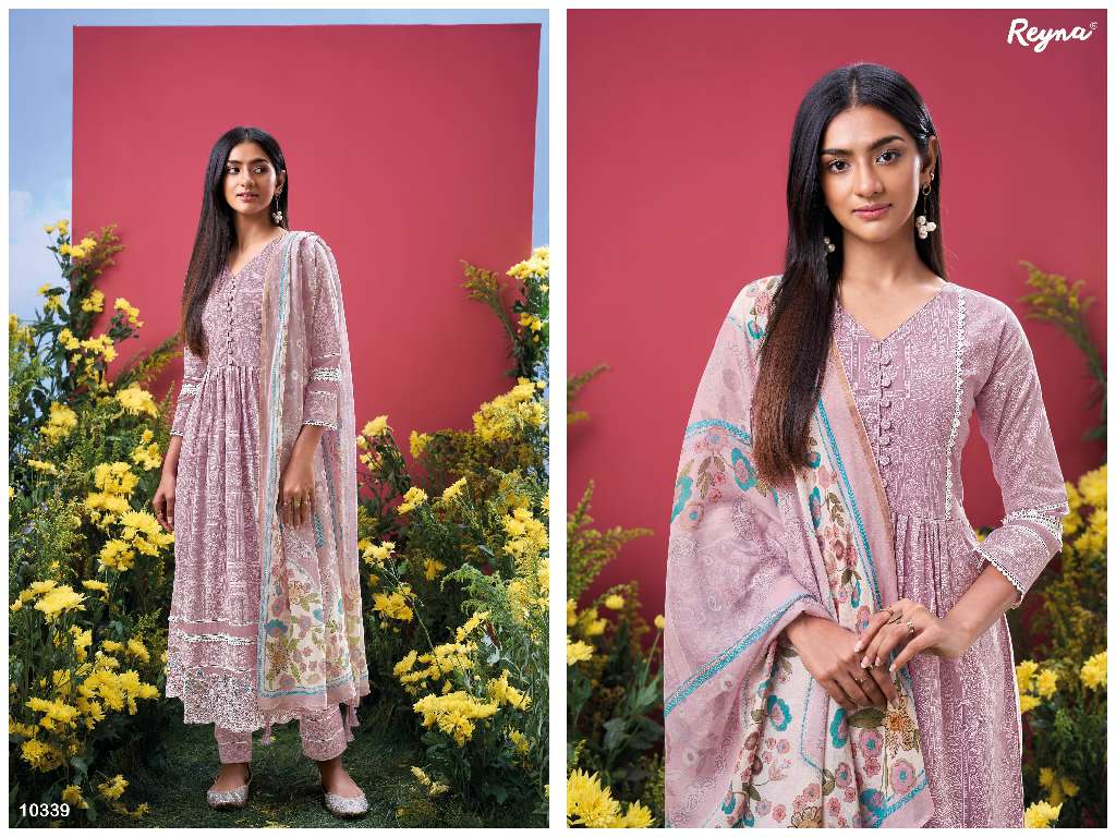 REYNA LAUNCH UNIKA WHOLESALE SUPERIOR COTTON LAWN BLOCK PRINT WITH LACES TRENDY SUITS