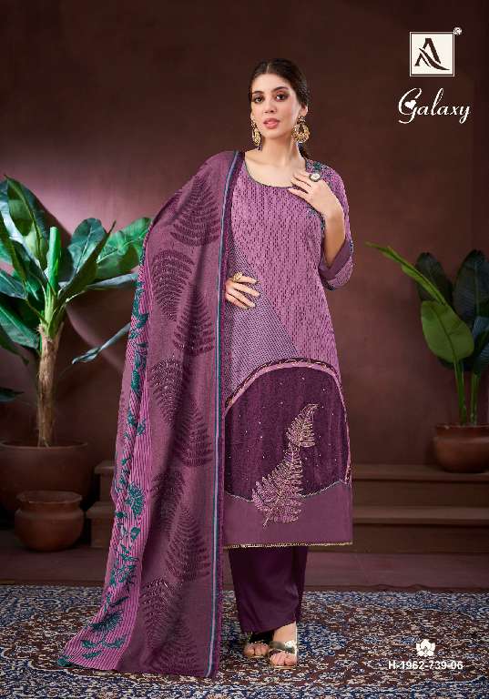 GALAXY BY ALOK WHOLESALE PURE ZAM COTTON FANCY PRINT WITH HAND WORK 3 PCS DRESS MATERIAL