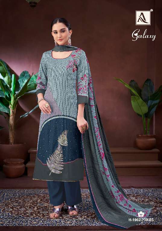 GALAXY BY ALOK WHOLESALE PURE ZAM COTTON FANCY PRINT WITH HAND WORK 3 PCS DRESS MATERIAL