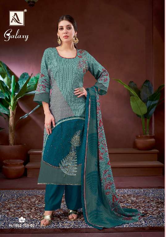 GALAXY BY ALOK WHOLESALE PURE ZAM COTTON FANCY PRINT WITH HAND WORK 3 PCS DRESS MATERIAL