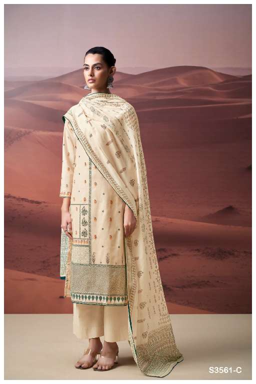 GANGA DALEYZA S3561 WHOLESALE COTTON PRINTED WITH HAND WORK DESIGNER SUITS