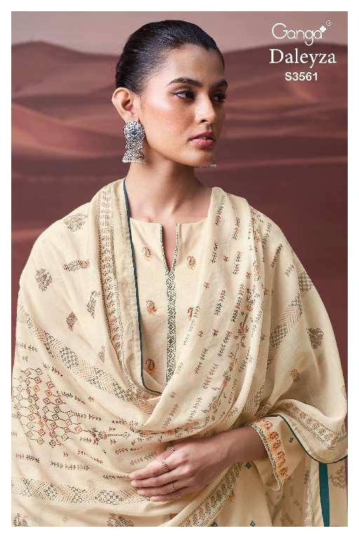 GANGA DALEYZA S3561 WHOLESALE COTTON PRINTED WITH HAND WORK DESIGNER SUITS