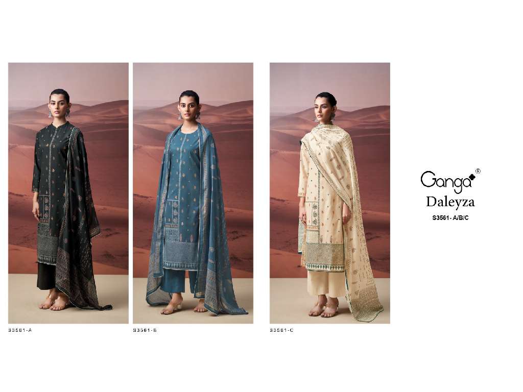 GANGA DALEYZA S3561 WHOLESALE COTTON PRINTED WITH HAND WORK DESIGNER SUITS