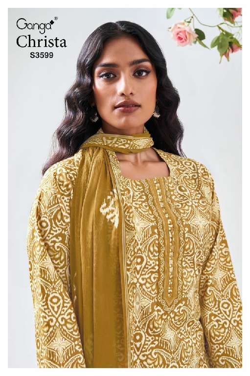 GANGA PRESENT S3599 WHOLESALE UNIQUE COLOR COMBINATION COTTON PRINTED WITH WORK  DESIGNER SUITS