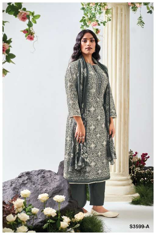 GANGA PRESENT S3599 WHOLESALE UNIQUE COLOR COMBINATION COTTON PRINTED WITH WORK  DESIGNER SUITS