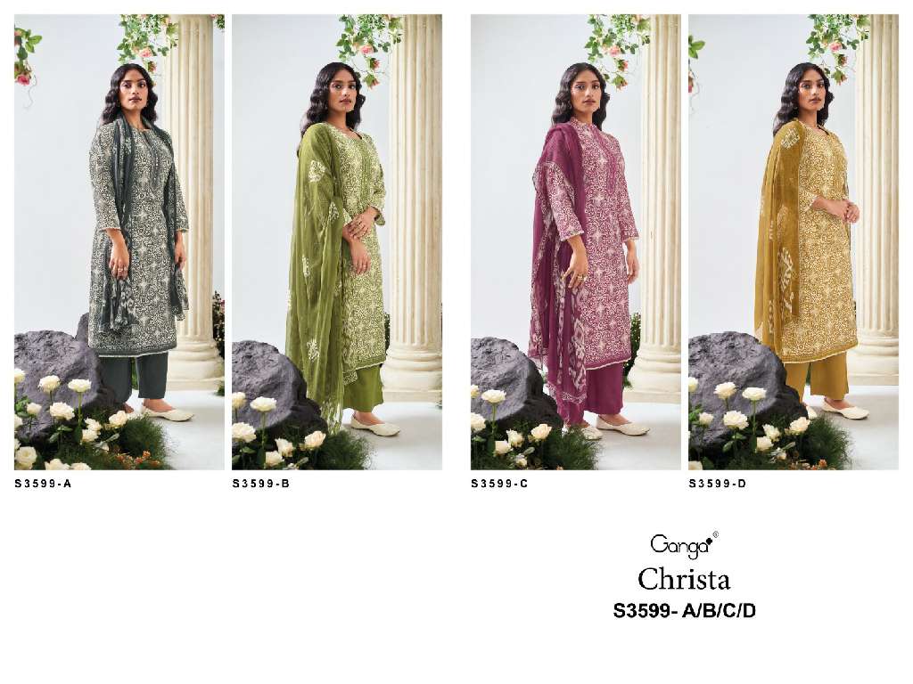 GANGA PRESENT S3599 WHOLESALE UNIQUE COLOR COMBINATION COTTON PRINTED WITH WORK  DESIGNER SUITS