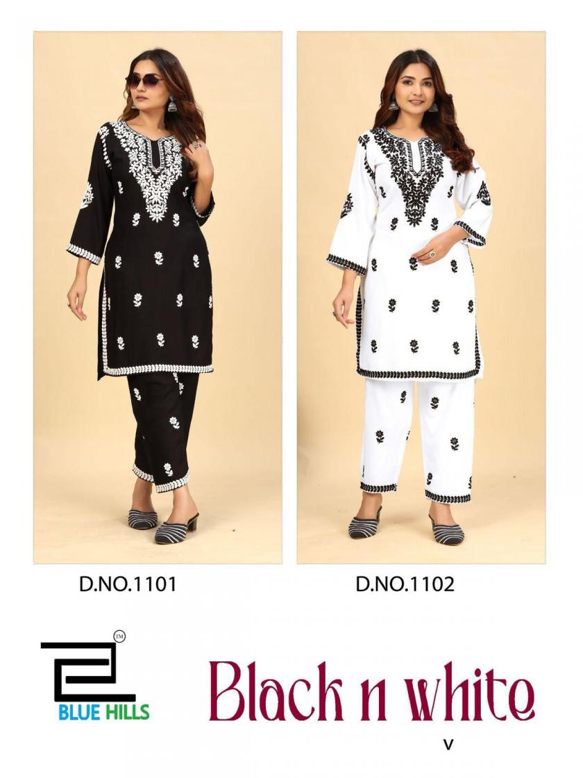 BLACK N WHITE VOL 11 BY BLUE HILL AESTHETHIC FULL STITCHED PAKISTANI LOOK KURTI