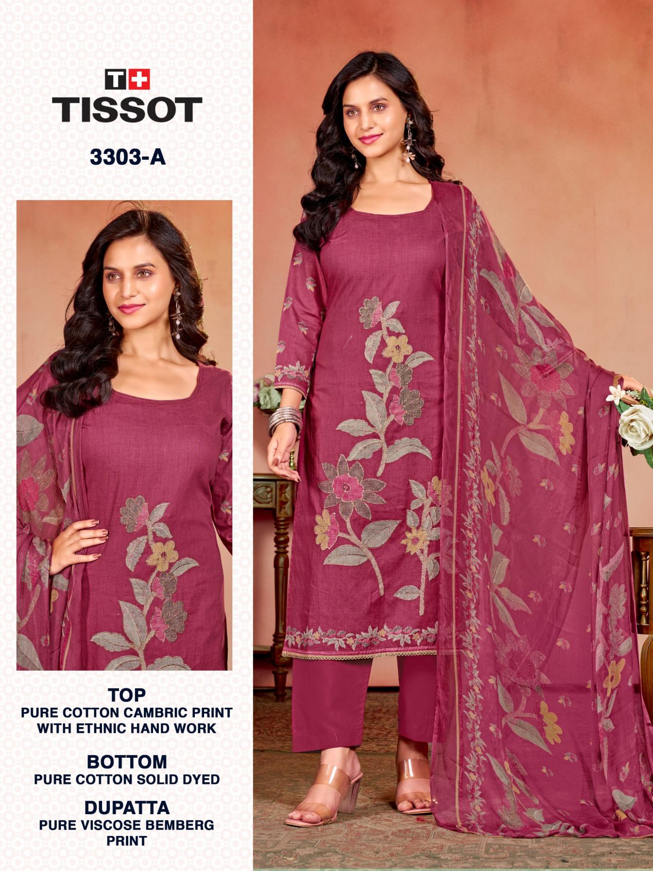 TISSOT 3303 BY BIPSON PRINT UNSTITCHED 3PCS KURTA DRESS MATERIAL
