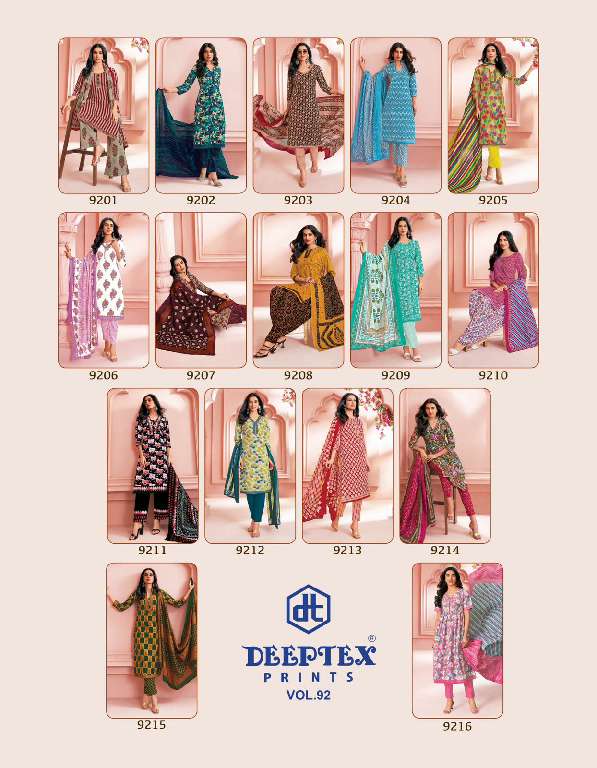 DEEPTEX PRINTS MISS INDIA VOL 92 SUMMER SPECIAL COTTON UNSTITCH SALWAR KAMEEZ COLLECTION