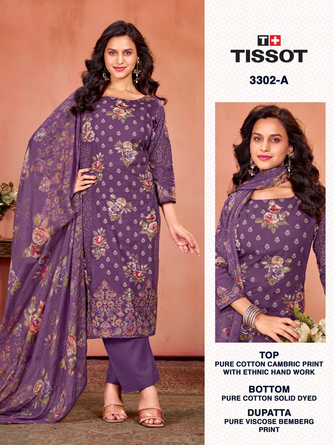 TISSOT 3302 BY BIPSON PRINT UNSTITCHED 3PCS DRESS COLLECTION