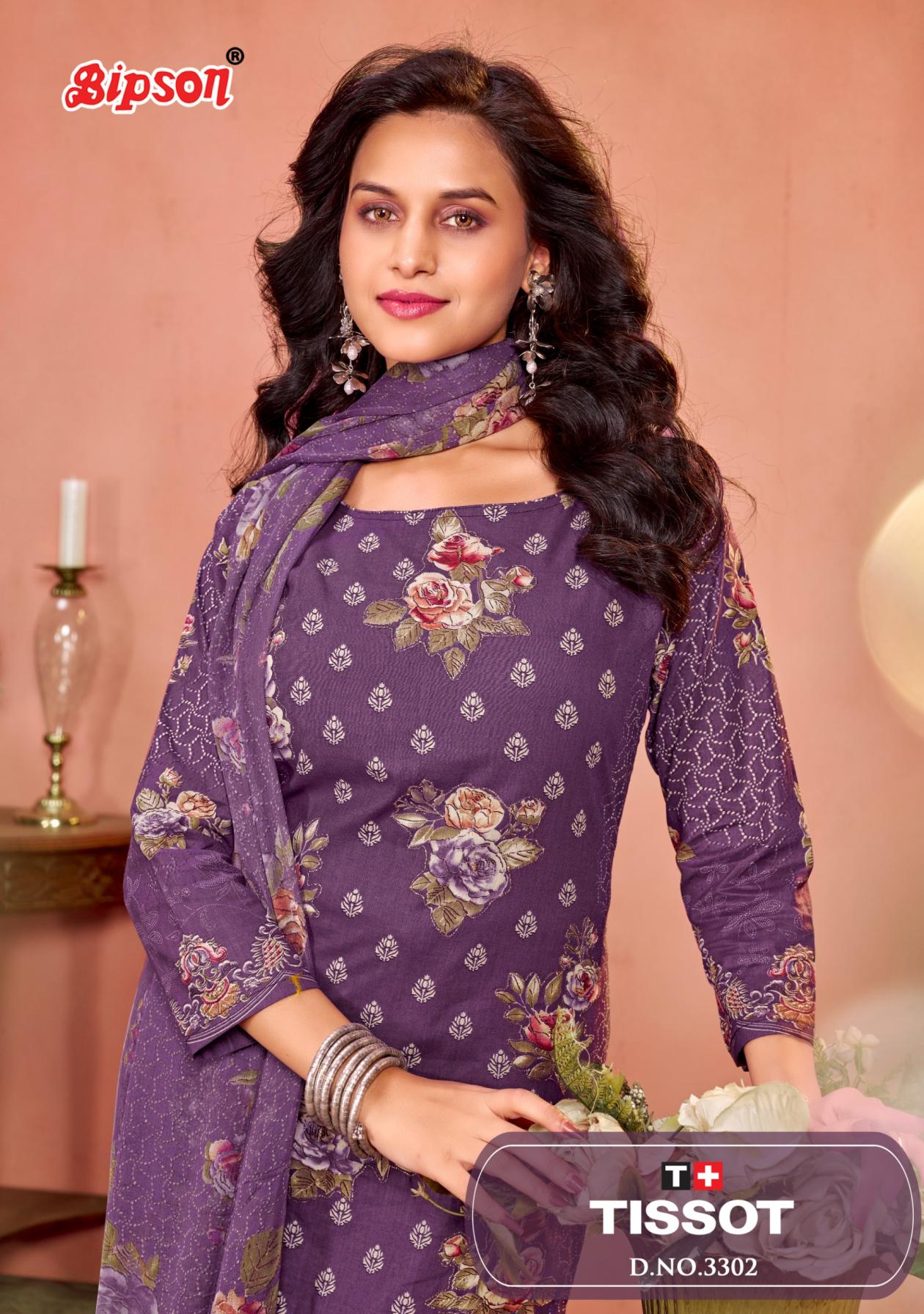 TISSOT 3302 BY BIPSON PRINT UNSTITCHED 3PCS DRESS COLLECTION