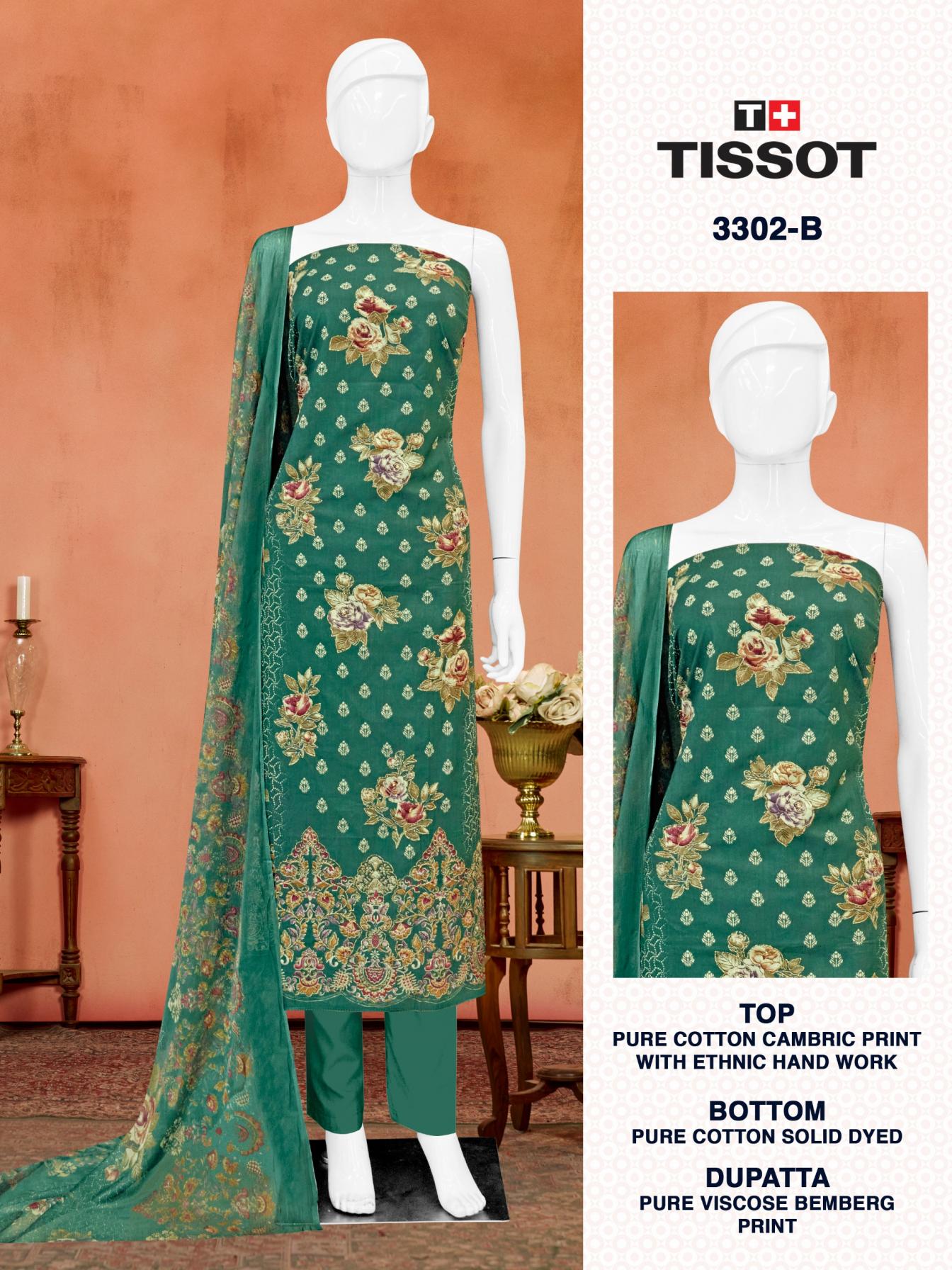 TISSOT 3302 BY BIPSON PRINT UNSTITCHED 3PCS DRESS COLLECTION