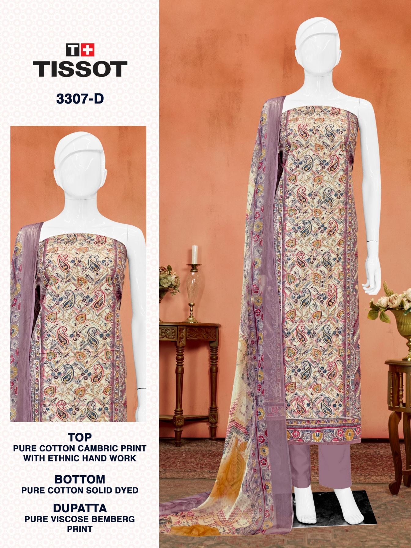 TISSOT 3307 BY BIPSON PRINT SWEET UNSTITCHED 3PCS DRESS MATERIAL