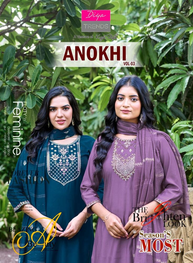 ANOKHI VOL 3 BY DIYA TRENDS ROMAN SILK READYMADE CLASSIC PLUS SIZE 3PCS DRESS