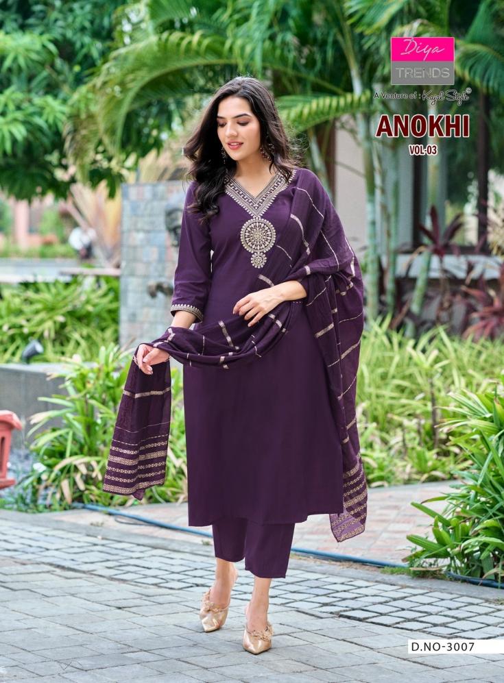 ANOKHI VOL 3 BY DIYA TRENDS ROMAN SILK READYMADE CLASSIC PLUS SIZE 3PCS DRESS