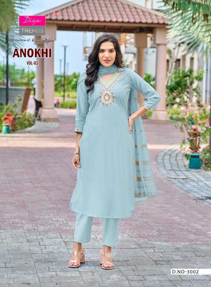 ANOKHI VOL 3 BY DIYA TRENDS ROMAN SILK READYMADE CLASSIC PLUS SIZE 3PCS DRESS