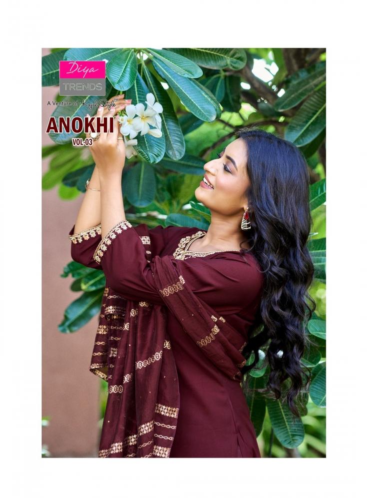 ANOKHI VOL 3 BY DIYA TRENDS ROMAN SILK READYMADE CLASSIC PLUS SIZE 3PCS DRESS
