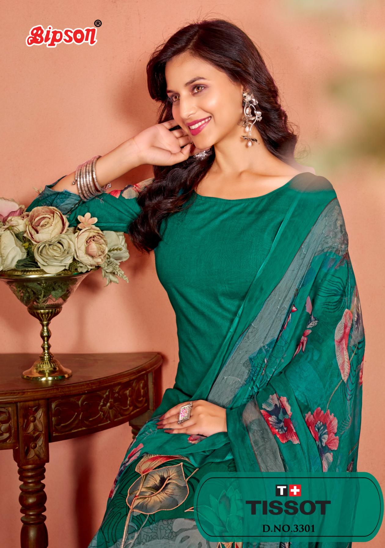 TISSOT 3301 BY BIPSON PRINT UNSTICHED COTTON KURTA SET
