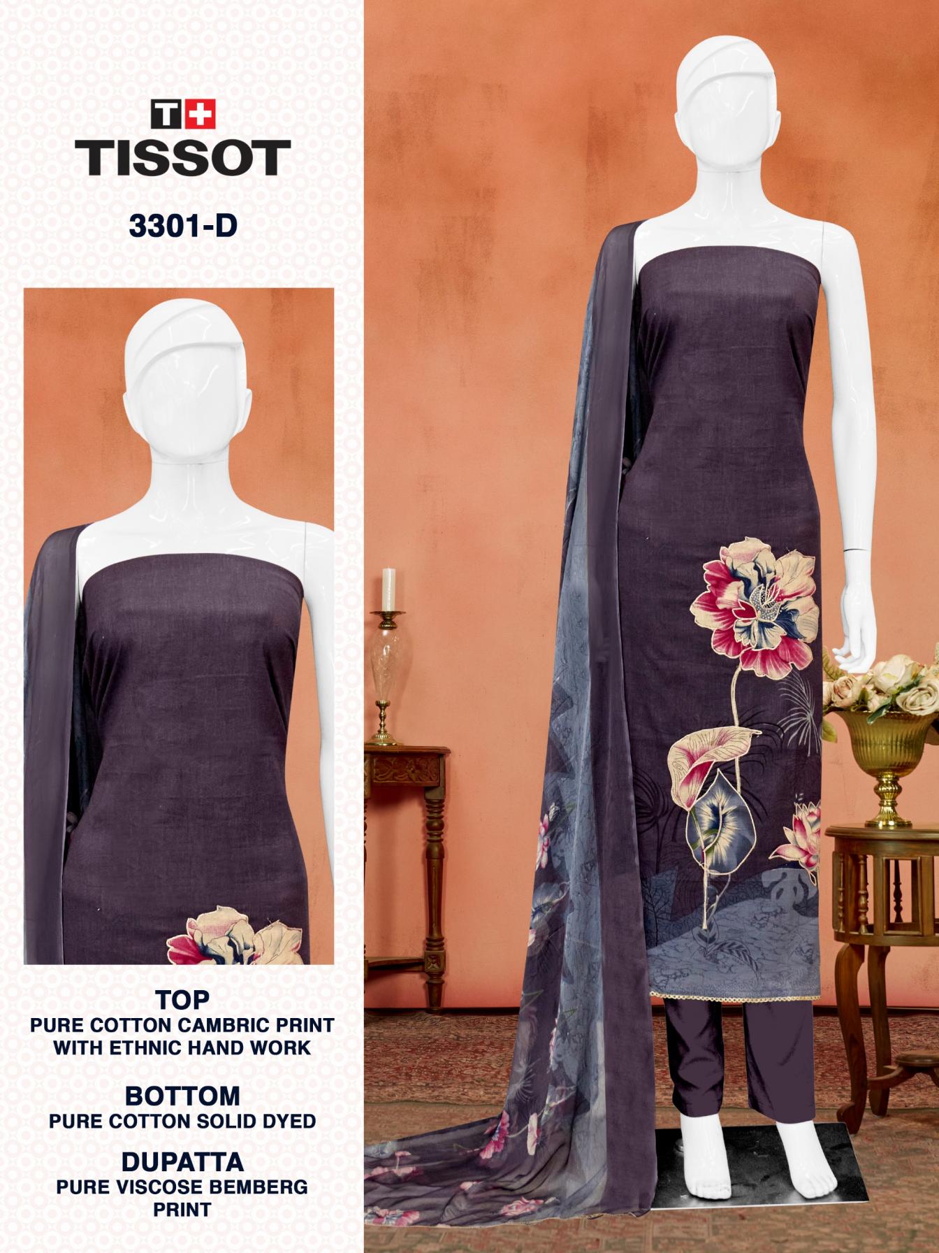 TISSOT 3301 BY BIPSON PRINT UNSTICHED COTTON KURTA SET