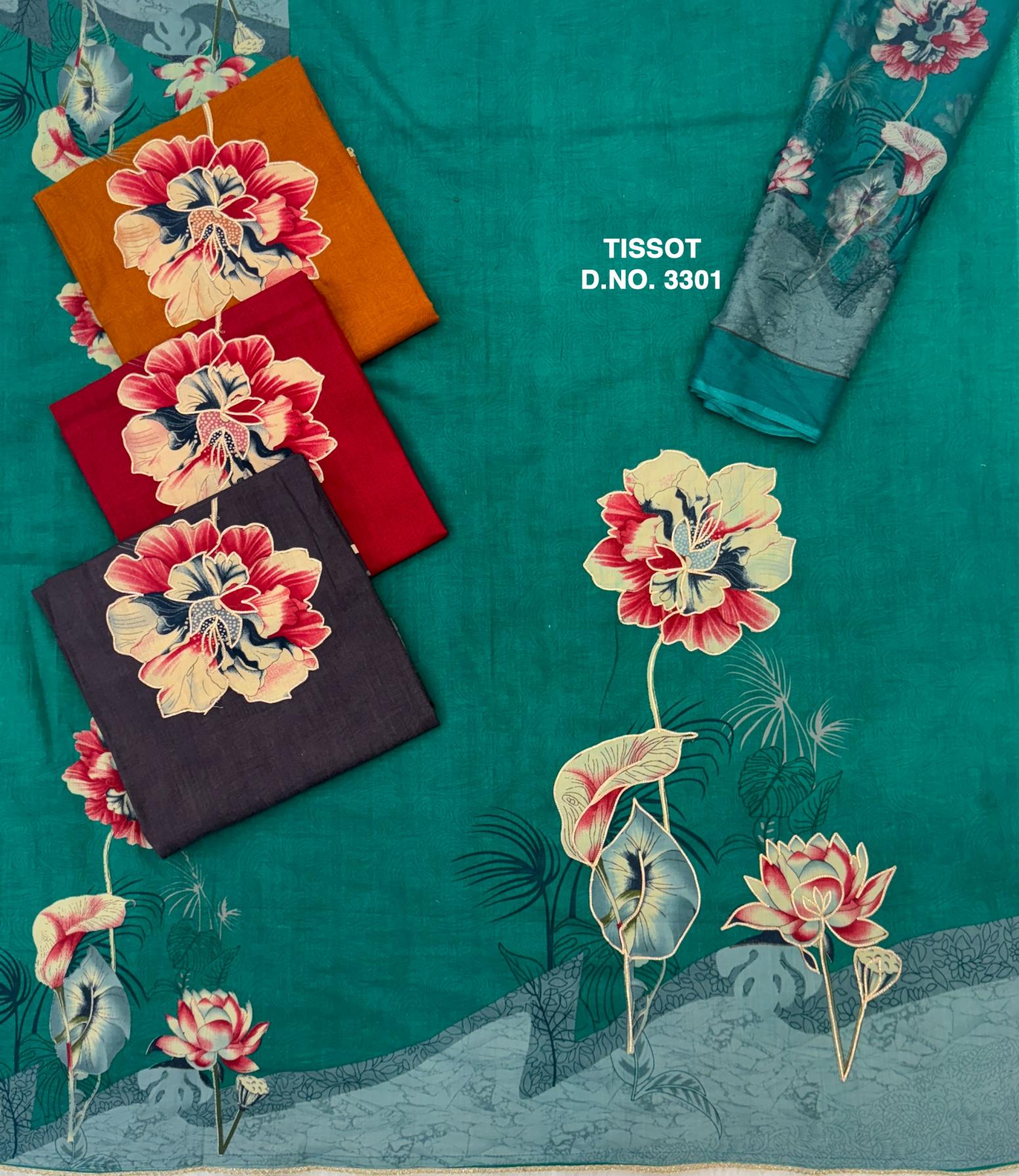 TISSOT 3301 BY BIPSON PRINT UNSTICHED COTTON KURTA SET